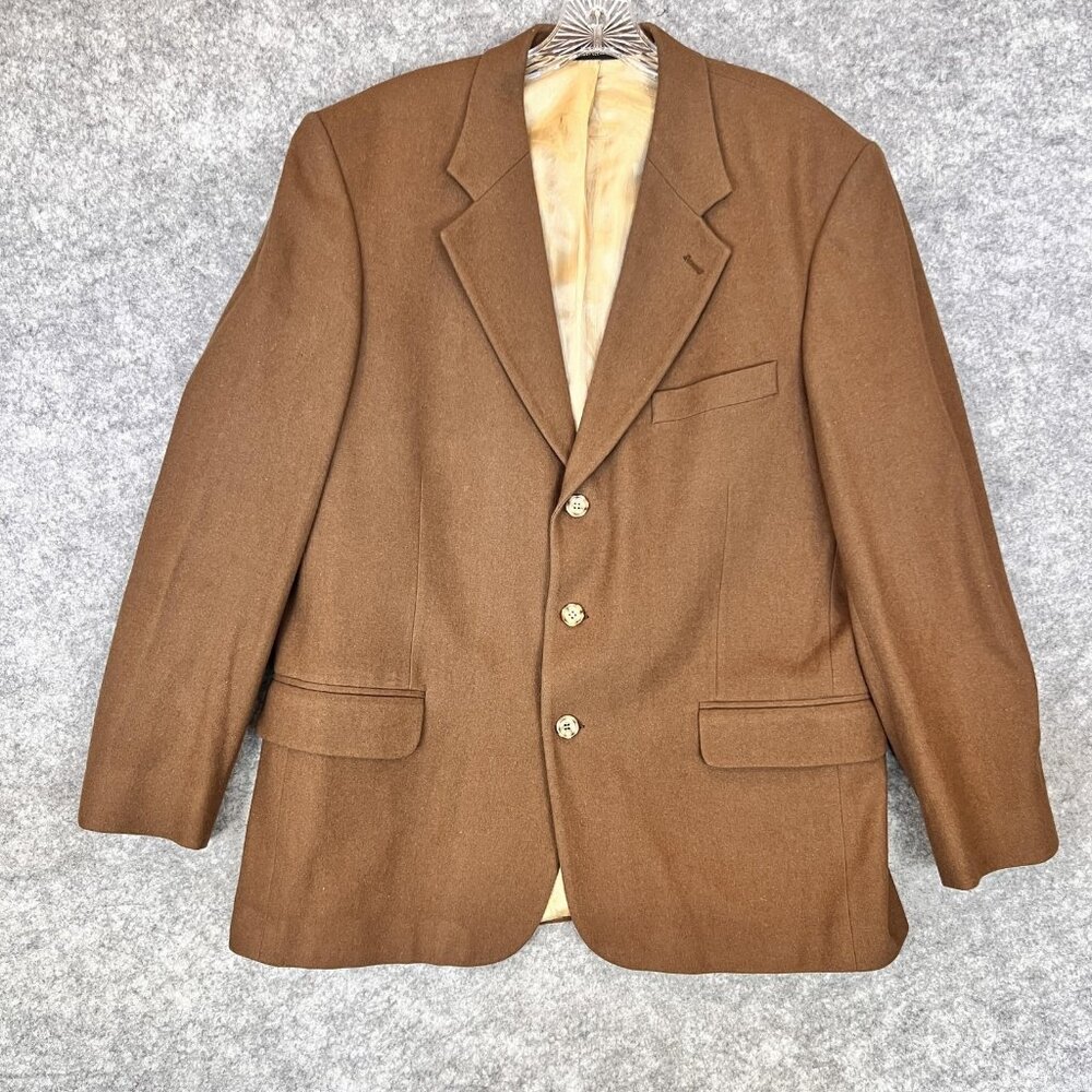 Oscar de la Renta Mens 42R Blazer Brown Wool Cashmere Blend Sport Coat Jacket - Picture 9 of 16